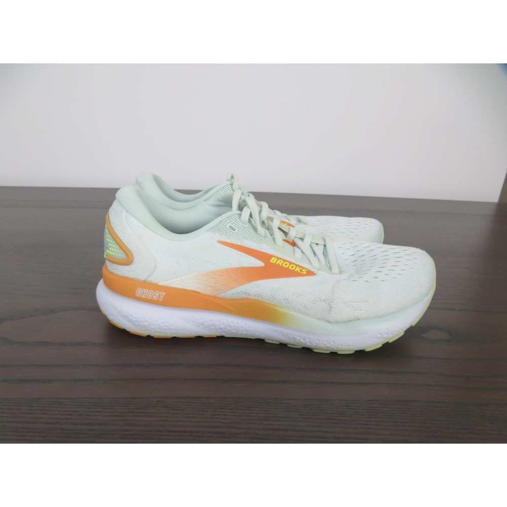 Brooks Ghost 16 Shoes Womens 8.5 Green Orange Running Sneakers Road Gym Athletic